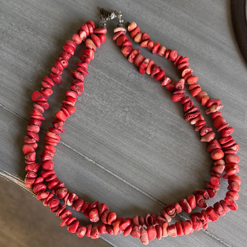 Red Coral Beaded Necklace
